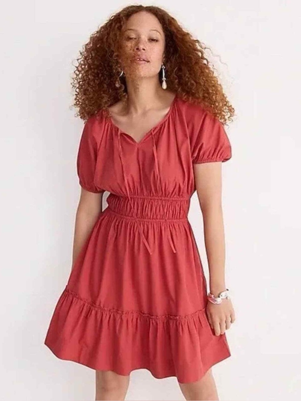J. Crew Cinched-Waist Puff-Sleeve Mini Dress Size Medium